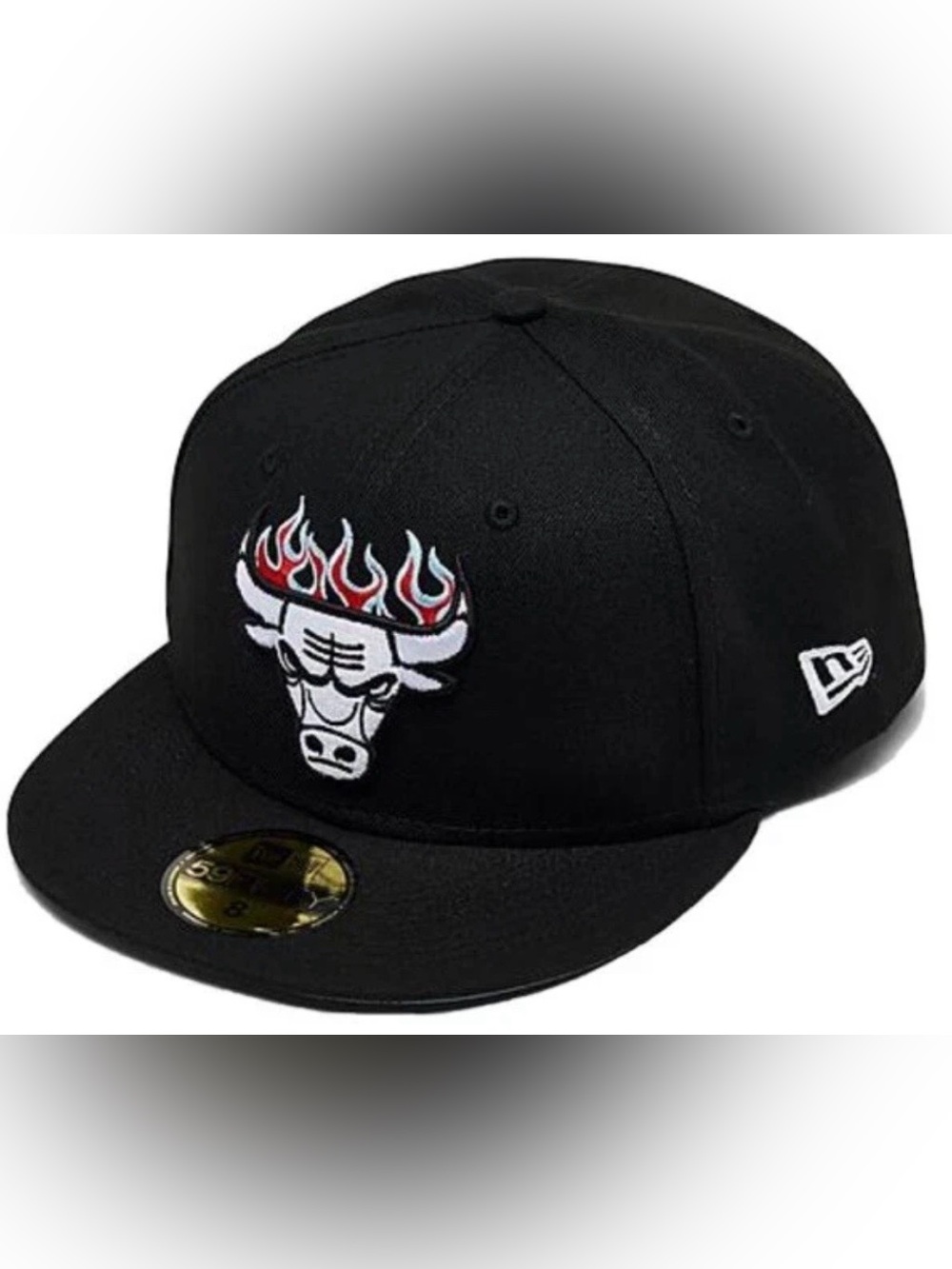 Chicago Bulls New Era 59FIFTY Black Fitted Hat Fire Flame NBA Men's Sz 7 1/2 NWT